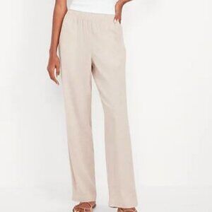 Old Navy linen blend pull on pants high rise straight leg Size US S